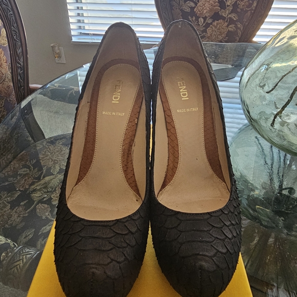 Fendi Shoes - Fendi Black Textured Women's Heels